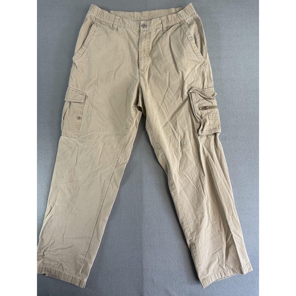 Columbia Cargo Pants Mens 36x32 Beige Regular Fit Canvas Hiking Travel Outdoor